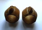 1960s ROBERT MOUSEMAN THOMPSON PAIR of HAND CARVED OAK NAPKIN RINGS. 4.5 cm