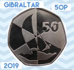 Gibraltar 🇬🇮 Coin 50p Pence 2019 Island Games Commonwealth Boat Sailing Sail