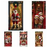 Christmas Santa Claus Front-Door Cover Xmas Hanging Banner Background Decoration