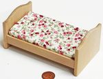 Dolls House Childs Single Bed With A Mattress Wooden Shorty 1:12 Scale tumdee