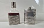 Vintage Pewter Hip Flask Pair Sheffield England Hammered 3oz Tartan