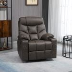 PU Leather Manual Recliner Chair, Swivel Armchair for Living Room, Brown