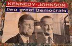 Kennedy Johnson Two Great Democrats Campaign Poster 1960 Election 41 x 27JFK LBJ