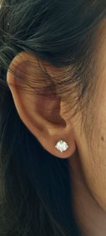 2ct Round Diamond Stud Earrings in 14K Whte Gold with Screw Backs