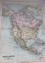1910: Antique Map Of North America Original Vintage Old Colour Print #60 CS