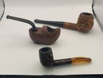 Collection of 3 Vintage Carved Smoking Pipes Various Sizes See Photos