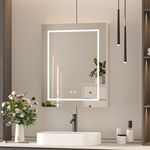 LED Bathroom Mirror Cabinet with Lights Shaver Socket Storage Demister 760x600mm