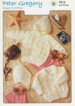 Peter Gregory Knitting Pattern 7213 Cardigans & Helmet In Aran Weight