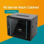 9U Server Cabinet Network Rack Data Cabinet 19" with PDU Lockable Glass Door Fan