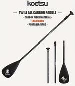 Koetsu Full Carbon Fibre Sup ISUP Paddle Board Paddle Oar & Case Twill Weave