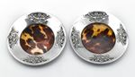 Pair Antique Solid Silver Faux Tortoise Shell Pin Shishes Ring Dishes Circa 1910