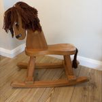 Vintage Wooden Rocking Horse Childs Toy 60cm Handmade Style Rustic Nursery PROP
