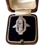 Rings Art Deco vintage ring silver tone crystal stones ladies 1920s Statement