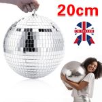 Mirror Disco Ball 20cm Silver Hanging Glitter Ball For DJ Dance Party Parties