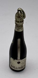 ANTIQUE RARE SILVER & HORN CIGAR CUTTER NOVELTY SHAPE MINIATURE BOLLINGER BOTTLE