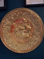 Embossed Brass Decorative Wall Plate/Dish with Sailing Ship Design