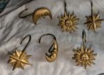 90's/Y2k Vintage Gold Sun Moon Star Shower Curtain Hooks Decorative Gold S/6