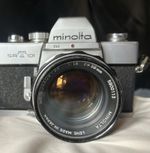 Minolta SRT 101 Silver 35mm SLR Film Camera w/ Rokkor-PF 58mm f/1.4