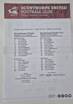 Scunthorpe United vs Sunderland U21 Checkatrade Trophy 2017-18 Single Sheet