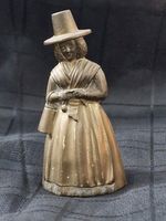 Vintage Brass Welsh Lady Table Bell Traditional Costume Wales Figurine 10cm