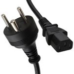 Denmark Afsnit 107-2-D1 3 Pin to IEC C13 Kettle Plug Mains Power Cable Lead   2m