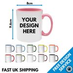 Custom Printed Colour Handle & Inner Mug • Print Cup Gift Image Text Photo Mugs