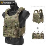 IDOGEAR Tactical Vest Airsoft Plate Carrier MOLLE 556 Triple Magazine Pouch Camo