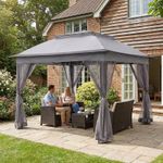 Garden Universe Gazebo with Pop-Up Frame 3.25 x 3.25m, Party Tent, Canopy Grey