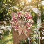 Round Shape Spring Flower Wreath Lifelike Door Hanging Wreath  Living Room Wall
