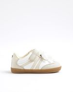 River Island Mini Girls Trainers Beige Lace Bow Sneakers Round Toe Flat Shoes