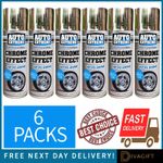 6 x CHROME EFFECT SPRAY PAINT 400ML FOIL MIRROR METALLIC CAR AUTO DIY AEROSOL