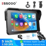 5" Motorcycle Screen Wireless Carplay & Android Auto Waterproof Car Stereo Radio