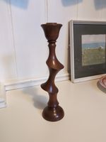 Hand turned Mahogany Gerry Marlow Irregular Design Metal Insert candle holder