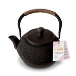 1200ml Black Tetsubin Style Cast Iron Teapot Teakettle Hobnail Design byCharbrew
