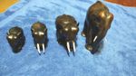 Lot Of 4 Vintage Hand Carved Ebony And Ivy Elephants 