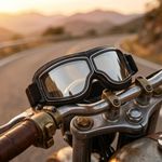 Vintage Leather Motorcycle Goggles Folding Cruiser Motocross Safety Sunglasses