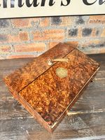 Antique Victorian C 1860 Burr Walnut writing slope & hidden draws, Bramah Key 