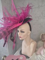 Beautiful Fascinator Cerise Pink And Black Gwyther and Snoxells