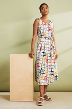 Seasalt Women's Regular Belle Fit-and-flare Midi Dress Quilt Star Chalk