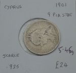 1901 Queen Victoria Cyprus Silver 9 Piastre, Scarce, 24mm 5.45g