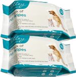 100 Pet Wipes Wet Cleaning All Purpose Hygiene Dog Puppy Cat Alcohol Free