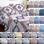 4PCS Flower Print Brushed Microfibre Fitted Sheet, Flat Bed Sheet & 2 Pillowcase