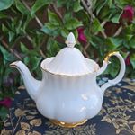 Vintage Royal Albert Val Dor White M9ntrose Shape Gold Rim Small ¾pint Teapot