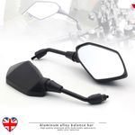 2Pcs Motorcycle Wing Mirrors Rear View Side 8mm 10mm Fits For 7/8'' Handle Bar