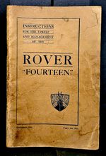 Instructions For Upkeep And Management Of The Rover "Fourteen" Car- Part No 3347