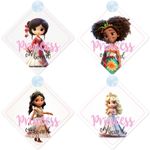 Princess on Board Baby/Child Car Sign for Girls Black/White/Asian Multicultural