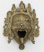 TIBETAN BRASS MASK INCENSE BURNER 20TH CENTURY