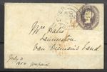 1856 cover with 6d embossed with clear Exeter cancel, Ship Letter handstamp