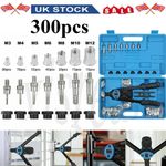 300PCS Rivet Nut Kit Riveter Gun Heavy Duty Riveting Rivets Nutsert Tool Rivnut