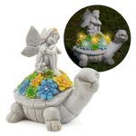 FAIRY TORTOISE GARDEN SOLAR LIGHT ORNAMENT STATUE GARDEN DECOR 20CM TALL OUTDOOR